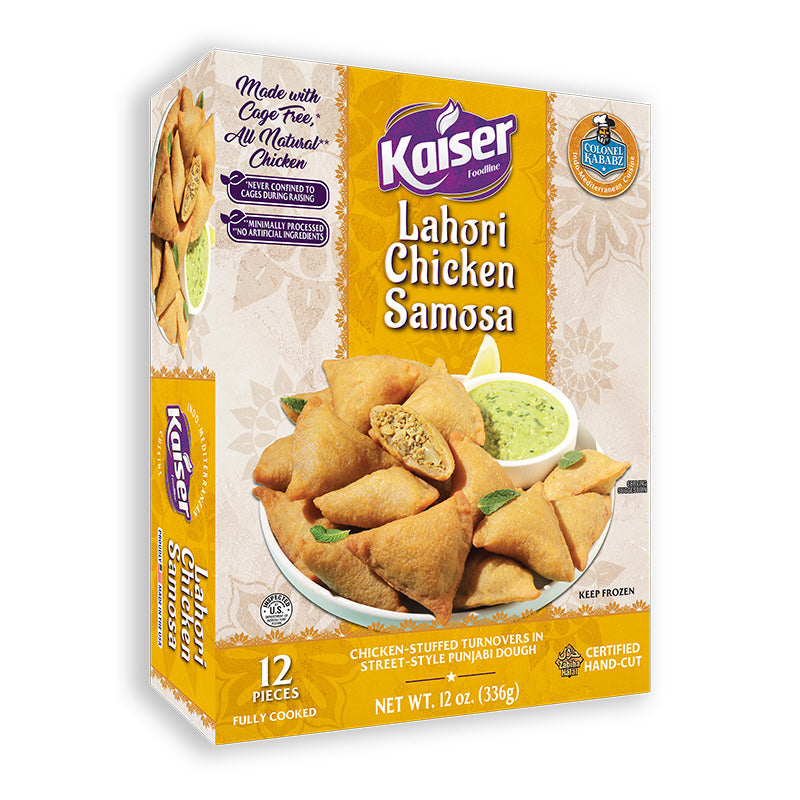 A package of Kaiser Lahori Chicken Samosa