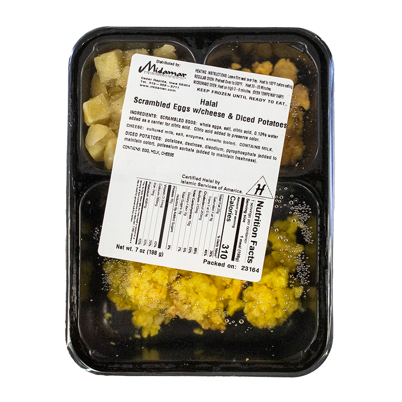 Halal Scrambled Eggs Meal Cheese & Potatoes