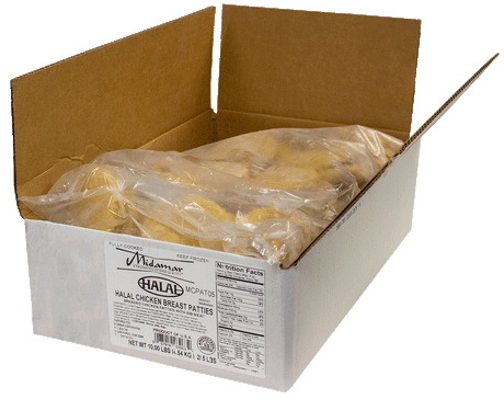 Halal Chicken Breast Patties - 10 lb