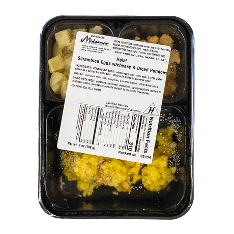 Halal Scrambled Eggs Meal Cheese & Potatoes