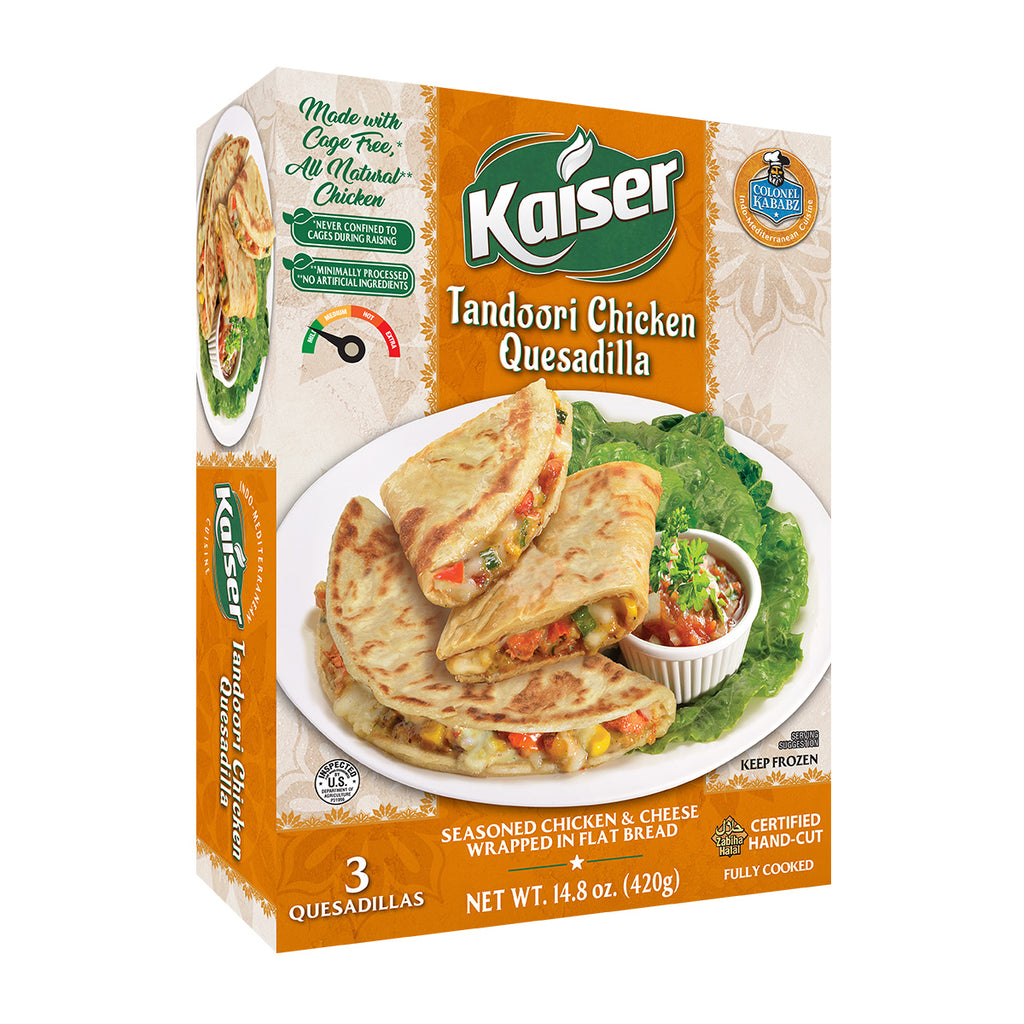 Kaiser Tandoori Chicken Quesadilla packaging on a white background