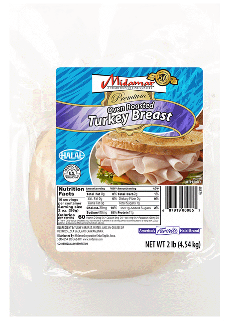 Halal Oven Roasted Turkey Breast Slices - 10 lb