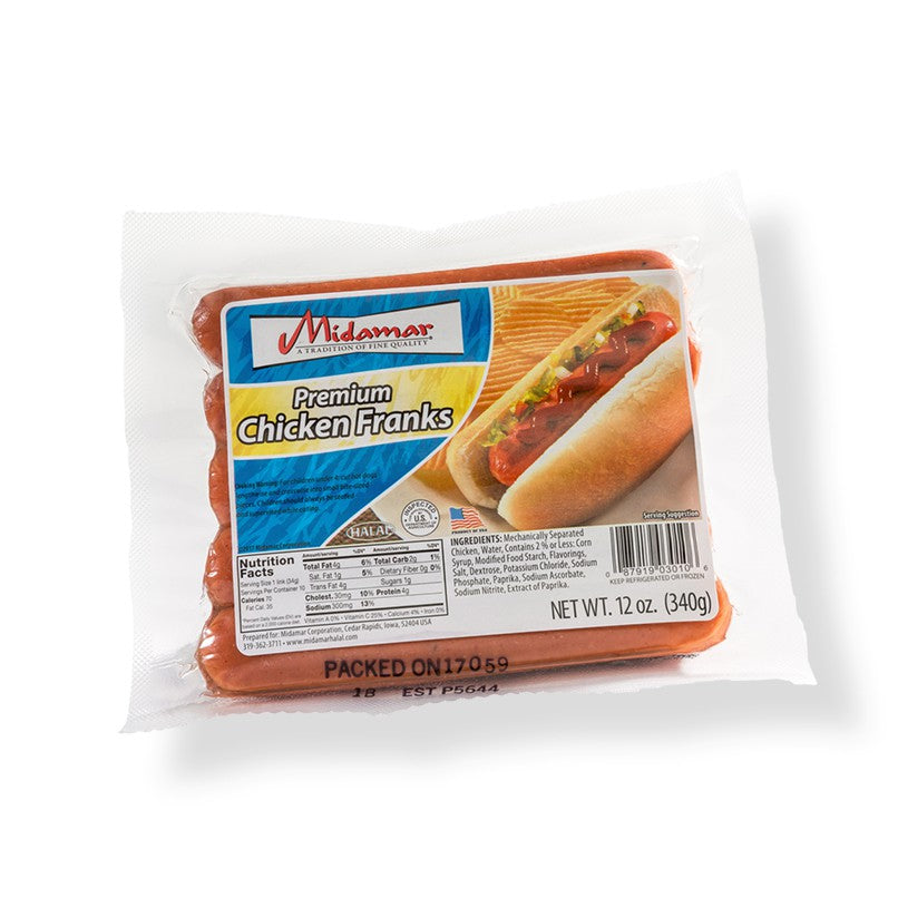 Halal chicken hot dogs franks