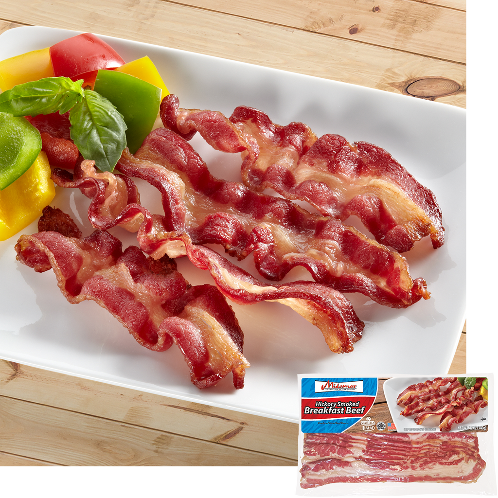 Halal Breakfast Beef Strips with package