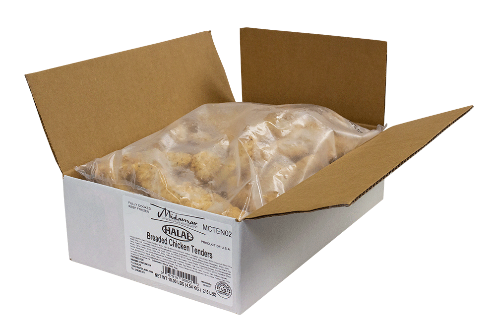 Halal Fully Cooked Breaded Chicken Tenders - 10 lb